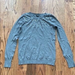 Express Gray Jeweled Long Sleeved Top